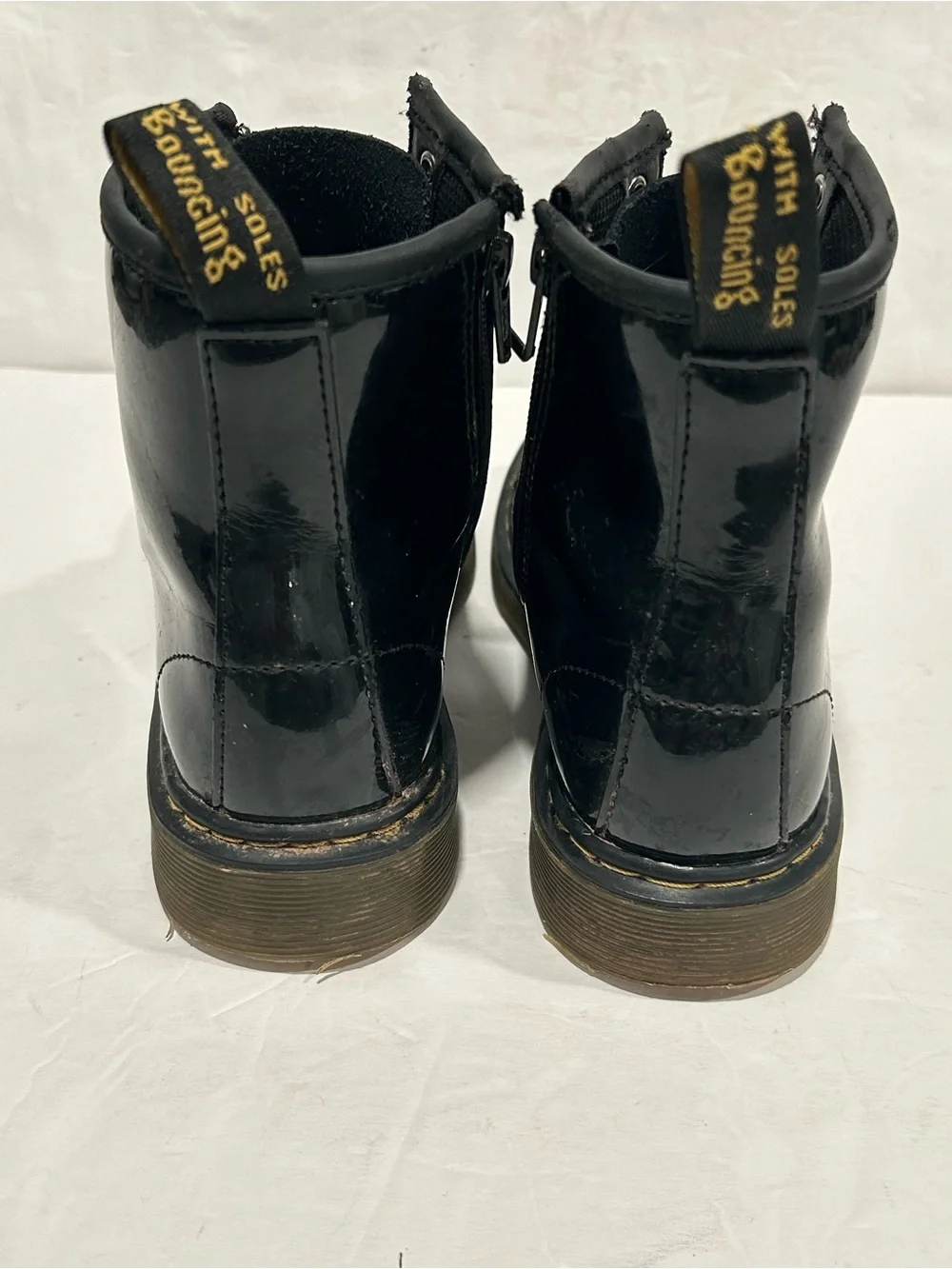 Dr. Martens Youth 1460 Black Patent Leather Zip Up Boots Size 3 US Kids